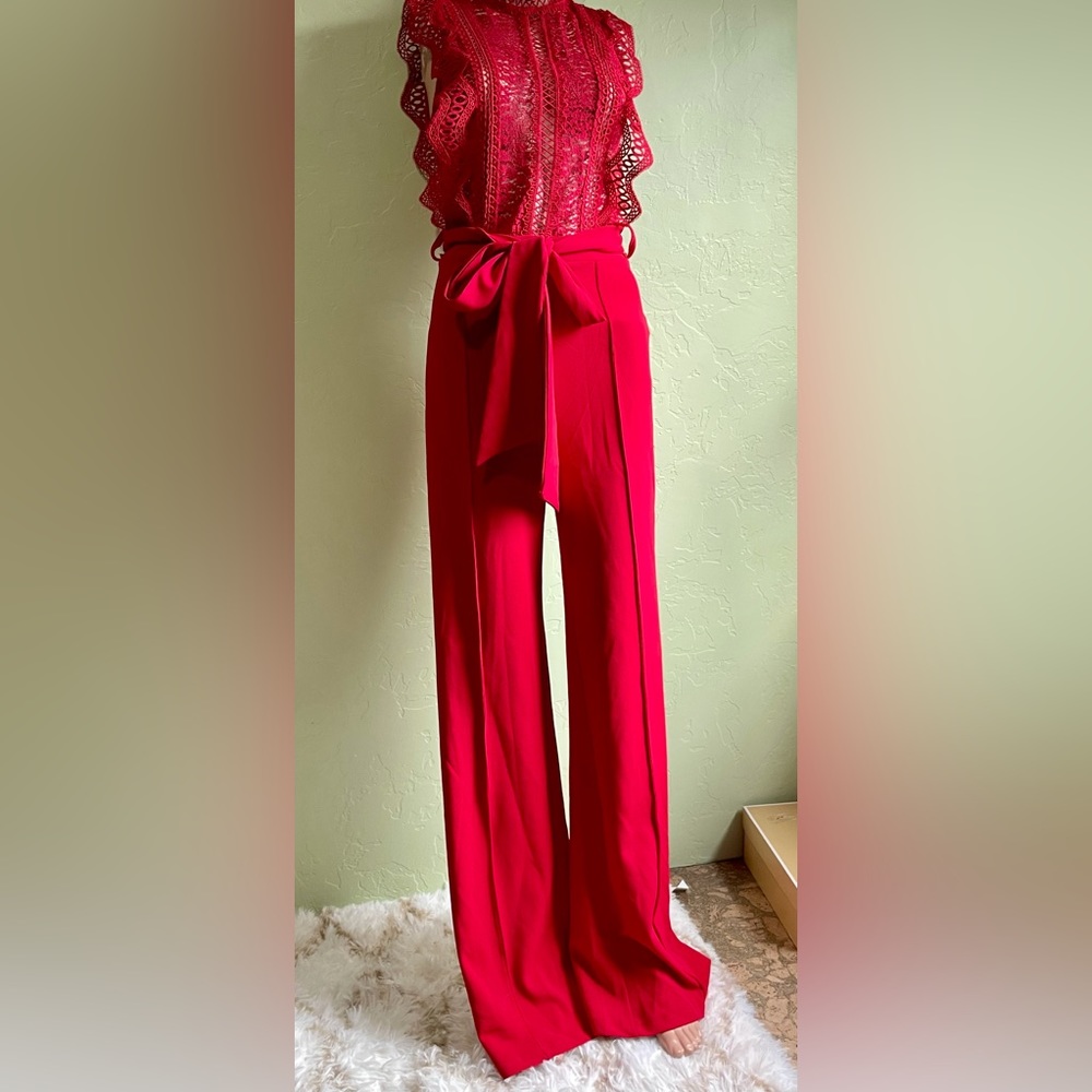 Jumpsuit size L red stretch beautiful - Picture 7 of 9